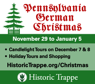 Savor the sights, sounds, and smells of a Pennsylvania German Christmas in Historic Trappe. Visit the Dewees Tavern and Muhlenberg House to see special Christmas-theme displays and shop at our museum stores.